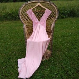 1970s Glam Vintage Slip Dress Lace Nightgown